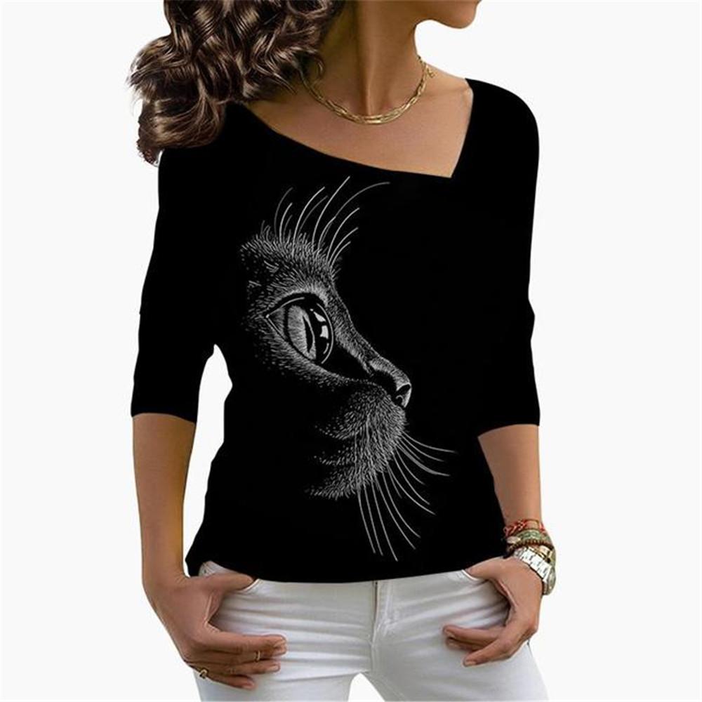 

Футболка с цифровой 3D-печатью для женщин 2023 года, весна-осень, повседневная одежда с длинным рукавом для отдыха, свободные топы, удобные, универсальные XS