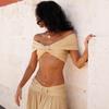 French Chic One-Shoulder Cut-Out Beach Dress Set: Solid Top & Pleated Long Skirt