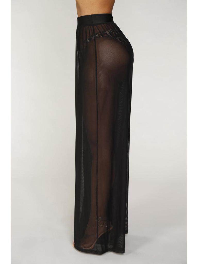 2025 Sheer High-Waisted Wide-Leg Mesh Trousers – European & American Style