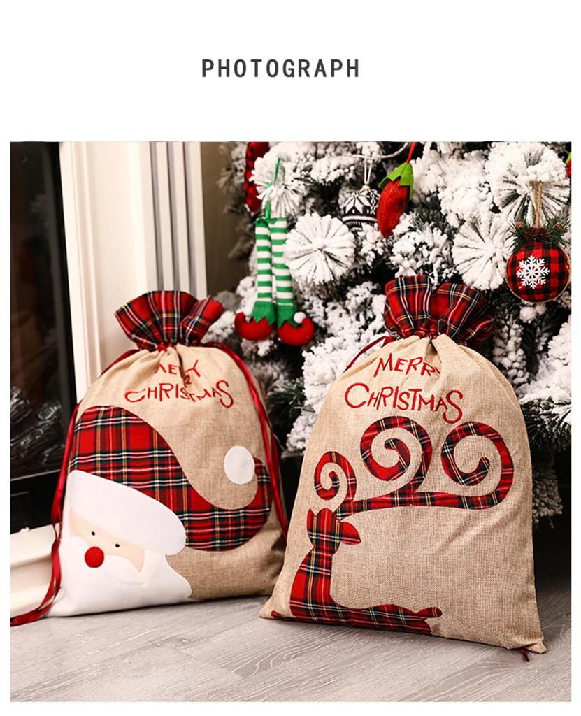 Personalised Merry Christmas Drawstring Gift Bag Custom Xmas Holiday Party Decoration Accessories Kid Girl Boy Present Toy Bags