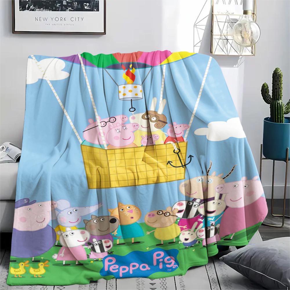 1Pc Pink Pig Cartoon Print Flannel Blanket, High quality Comfortable for All Seasons, Home Decor, Warmth and Comfort, Perfect for Gifts