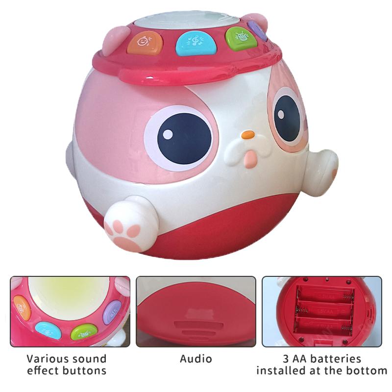 5in1 Baby Cartoon Hand Drum Toy Music Drum Toys Musical Dog Tumbler Toy with Light  Music Early Educational Toys for Kids Gifts