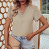 Wish summer new V-neck petal sleeves short sleeves solid color top women