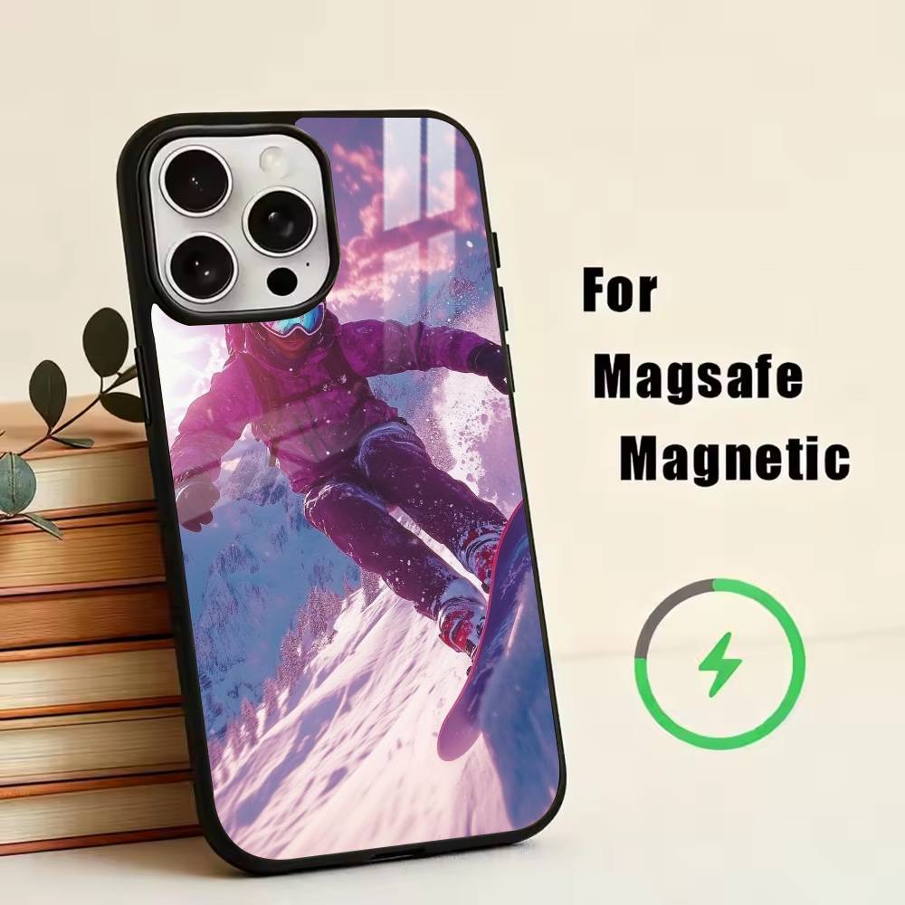 Snow Snowboard Ski -SS Phone Case For iPhone17,16,15,14,13,12,11 Plus,Pro Magnetic with Magsafe Wireless Charging