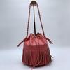 J&M DAVIDSON Handtasche Semi Umhängetasche Leder Rosa Carnival Kordelzug Fransen