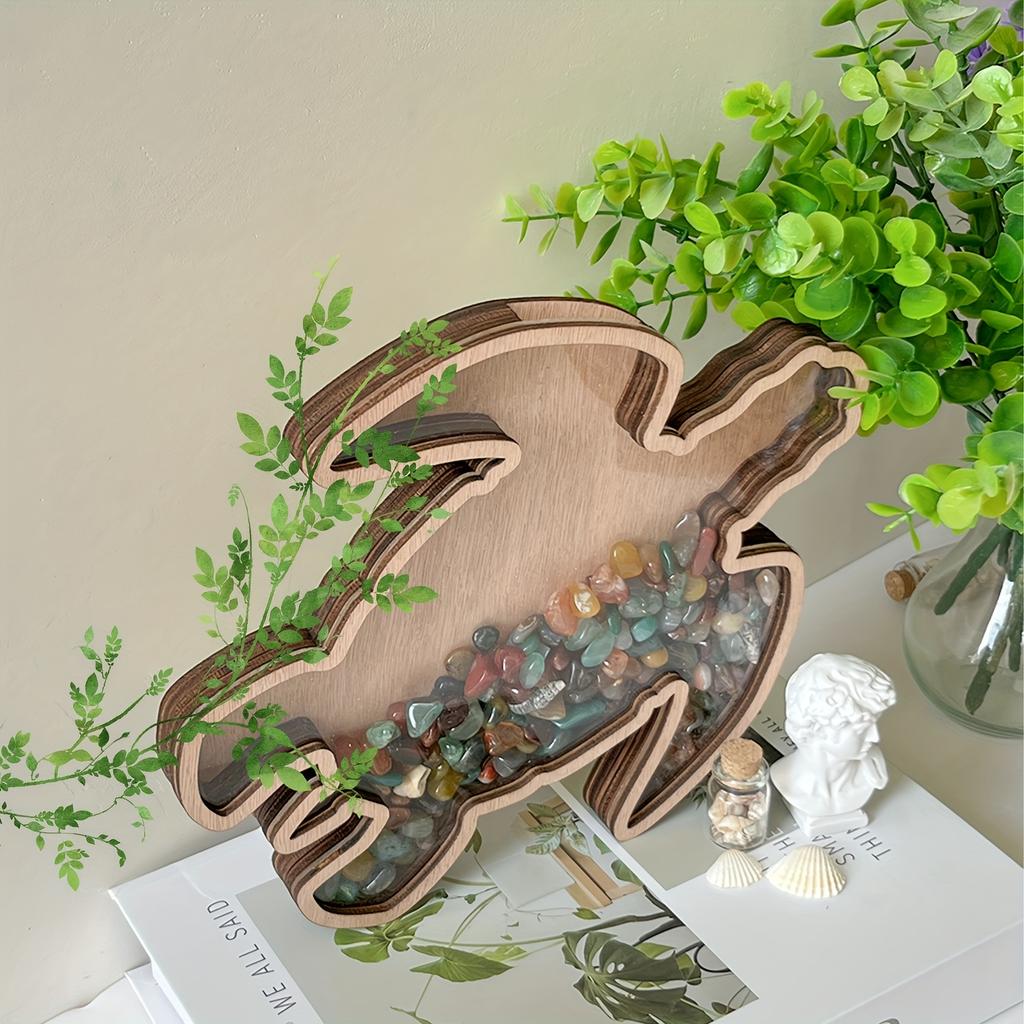 1 pc Wooden Retro style Storage Box in The Shape of A Turtle. Wooden Craft Personalized Creative Wooden Desktop Display Stand