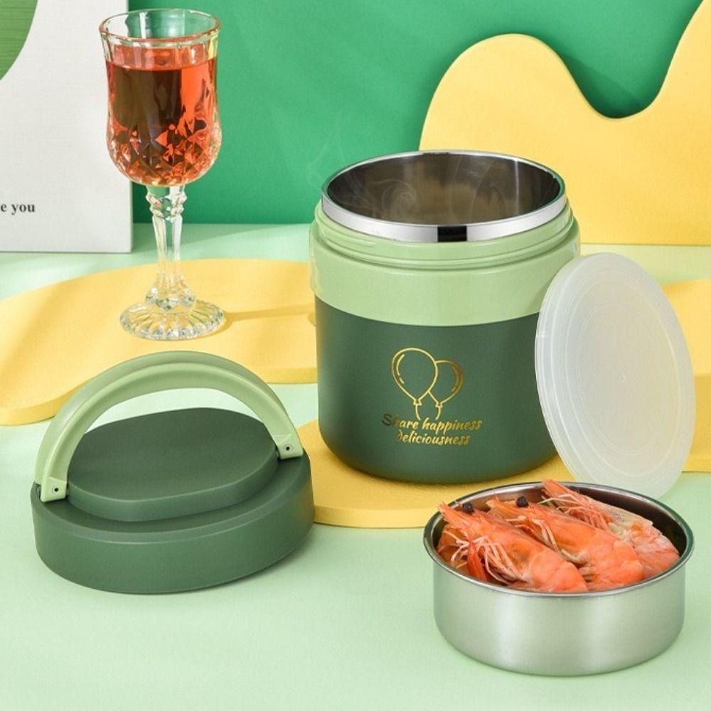 Hand-held Food Thermal Jar 1.5L Thermos Food Containers Insulated Bucket  Outdoor Picnic
