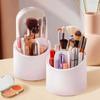 Acrylic Makeup Organizer With Rotating Compartment Lipstick Eyeshadow Brushes Storage Transparent Minimalist Cosmetic Holder