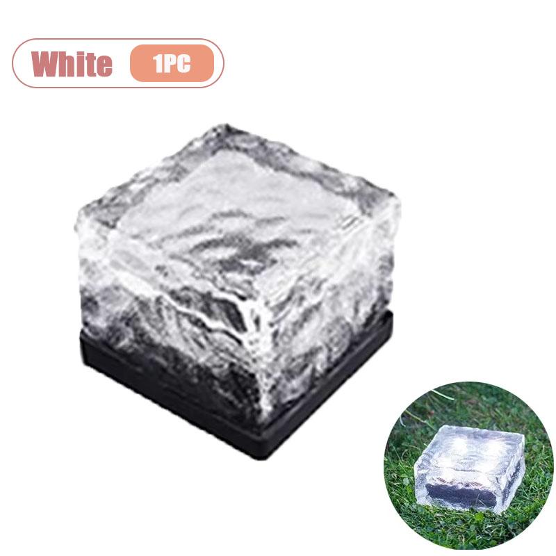 1-8PCS Solar Ice Cube Lights Glass Brick Landscape Lamps Square Glass Outdoor Pathway Garden Yard Decor Illumination
