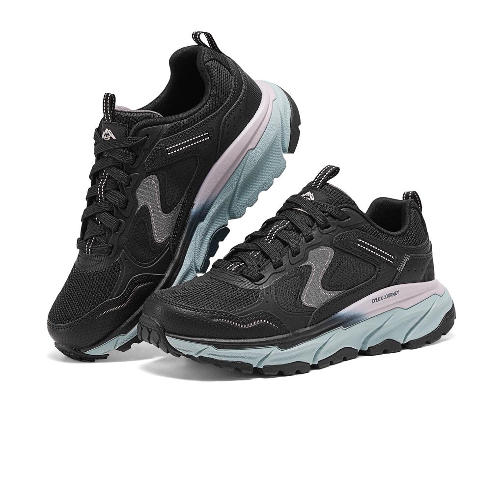Skechers DLUX Journey Fabric Synthetic Leather Comfortable Versatile Durable Low-Top Hiking Shoes Women hiking shoes Black Green 180223-BKRG