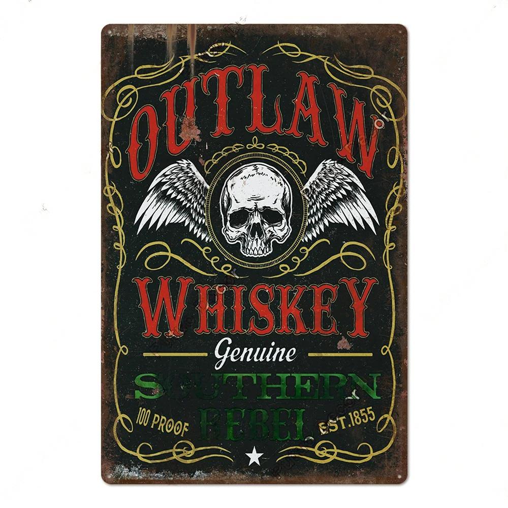 FJ Whisky Affischer Plakett Vintage Metallplåt Dekor Metallskyltar Pin Up-flicka Retro Väggdekoration för Bar Klubb Pub