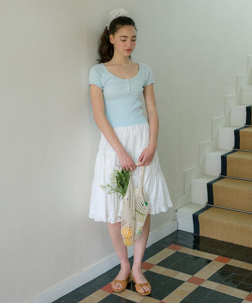 Letter From Moon Benny'S Tiered Midi Skirt (Ivory)