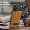 For iPhone 17 Pro Case Compatible with MagSafe Kickstand Leather Phone Back Cover