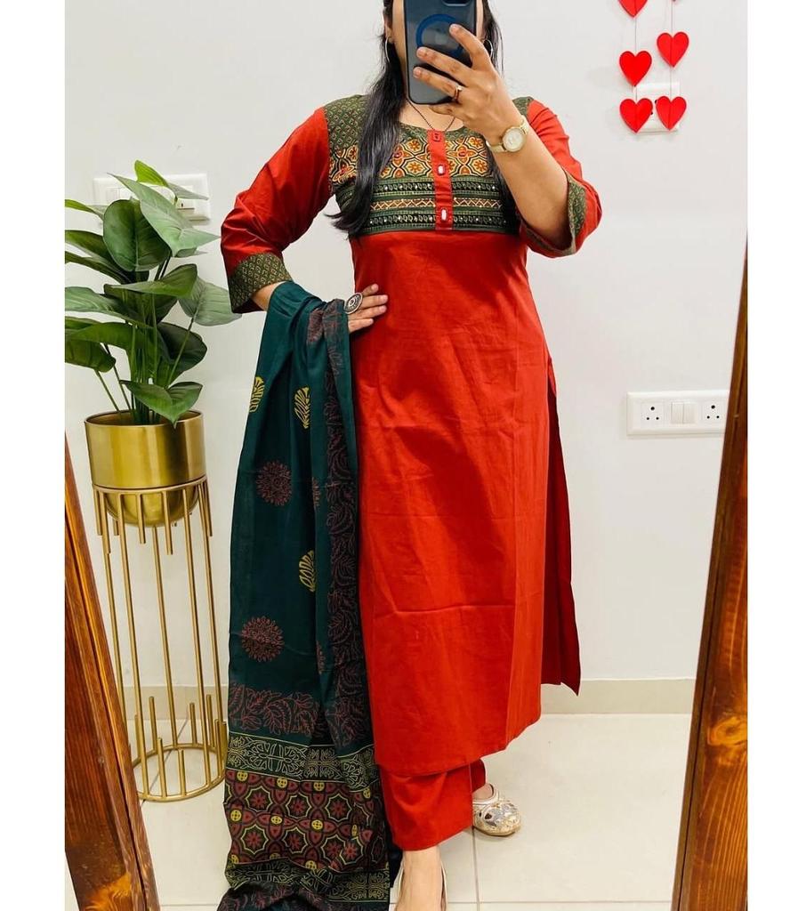 Women Designer Party Wear Kurta Pant Dupatta Set Indian Bollywood Cotton Salwar Suit