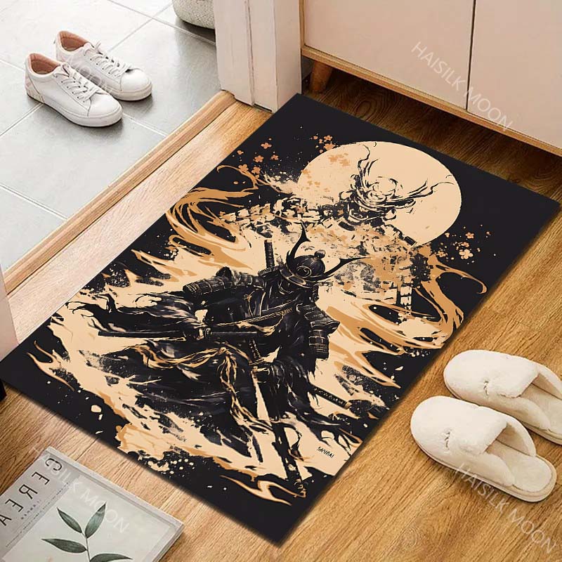 1PC Samurai Sword Armor Moon Carpet for Living Room Bedroom Sofa Home Decor Rus Non-slip Floor Mat Luxury Gift Multiple Sizes