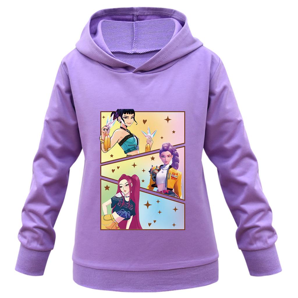 Kids Girls Anime Cartoon K-POP Rumi Zoey Mira Printed Casual Long Sleeves Sweatshirt Hoodies