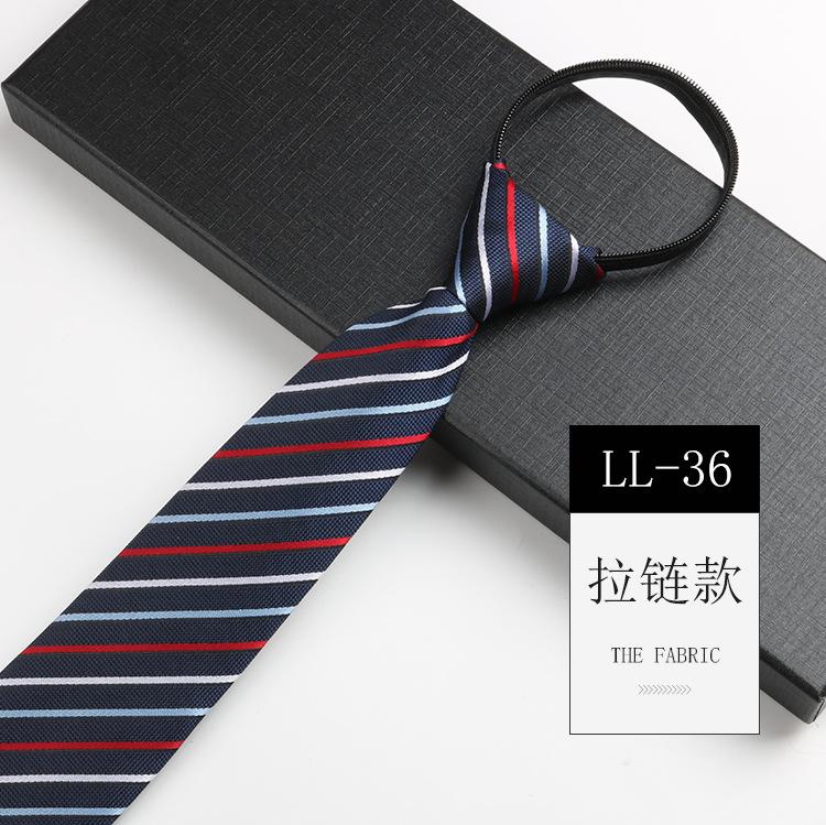 Tie Men'S, Business Zipper Work Security Shirt Striped Red Blue 8Cm Knot Free Easy To Pull
