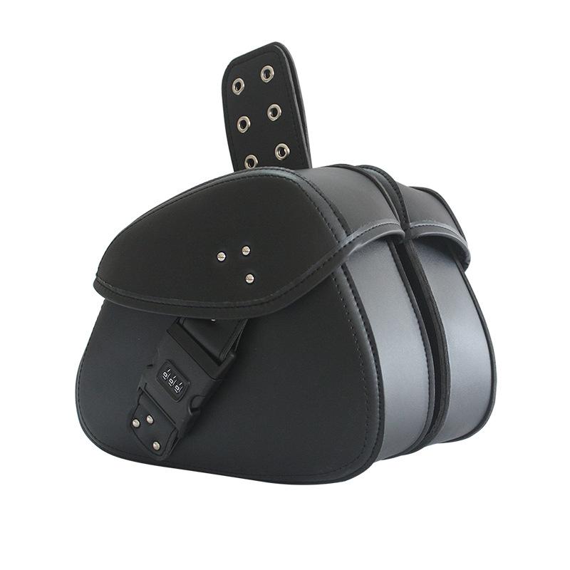 1 Pair Motorcycle Saddlebag PU Leather Side Bags Universal Storage Organizer Pouches Waterproof with Combination Lock