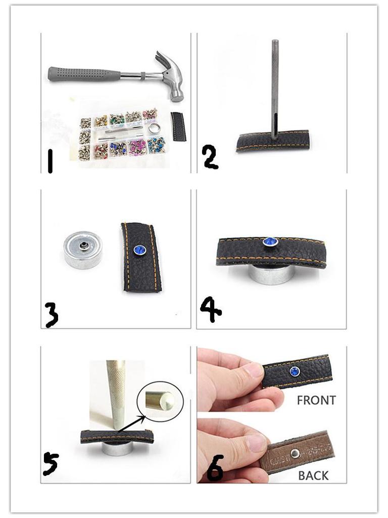 8-Color 7x7 Double-Sided Diamond Nail Metal Snap Buttons (400 Sets) with Installation Tools - DIY Male-Female Cap Studs