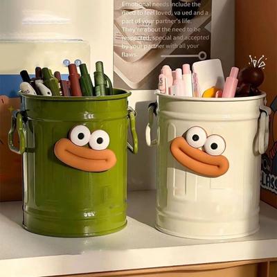 Cartoon Pen Holder Round Vertical Pencil Holder for Office Home Study Desktop Accessories Storage Organizer for Pens Erasers Crayons