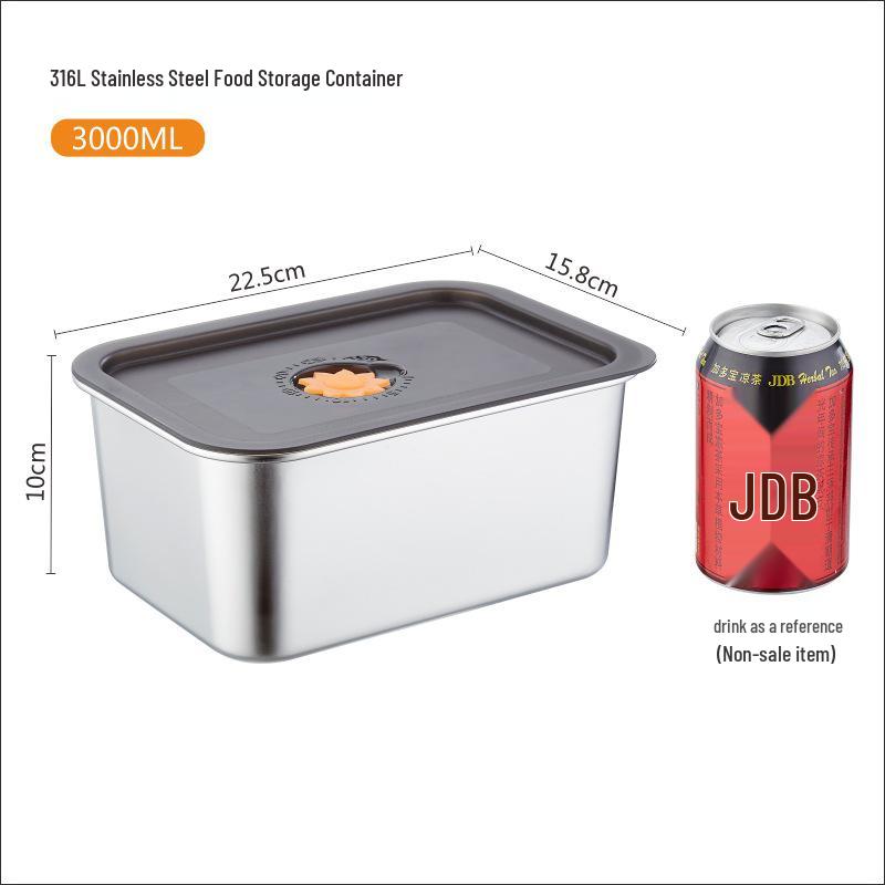 Stainless Steel Fresh-Keeping Lunch Box with Sealed Lid for Refrigerator Storage