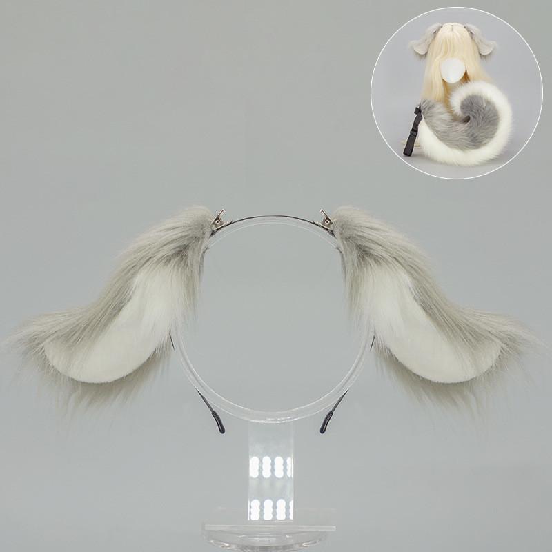 Set Cosplay con Orecchie e Coda da Cane Anime Giapponese con Accessori Peluche per Feste di Halloween
