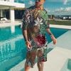 Men's Beach Set Hawaiian T-shirt Vacation Casual Beach Pants Suit Fashion Full Print Tshirt Set Top New Mens Tees Short Two Set