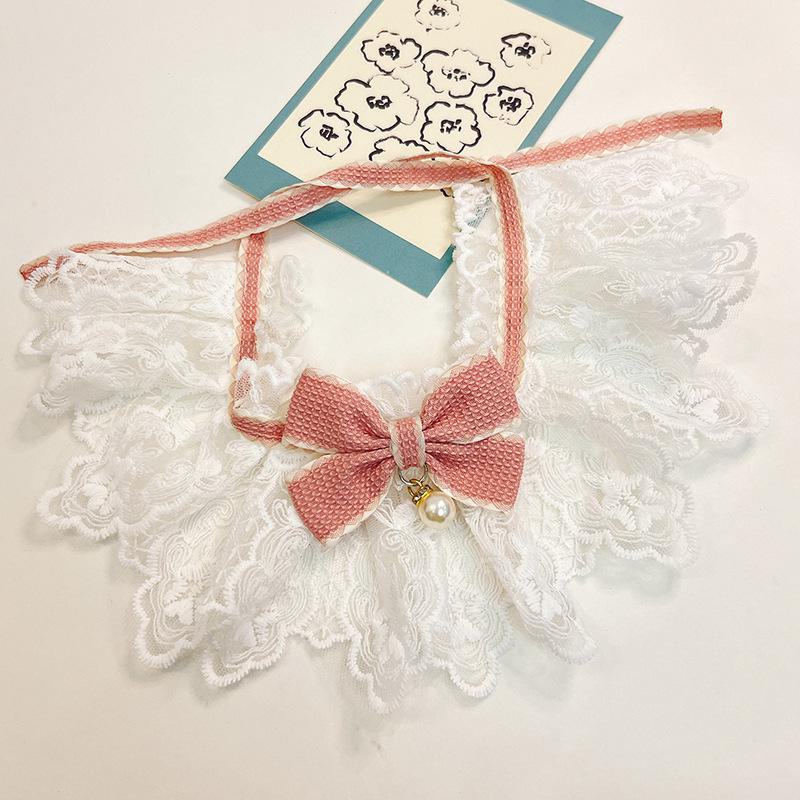 Cat & Dog College-Style Bow Lace Collar Scarf
