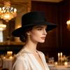 Elegant Winter Headwear Flat Top Fedora Hat, Wool Blend Derby Cap, Retro Jazz Style Dress Accessory Wide Brim Felt Hat for Women, Events & Daily Wear