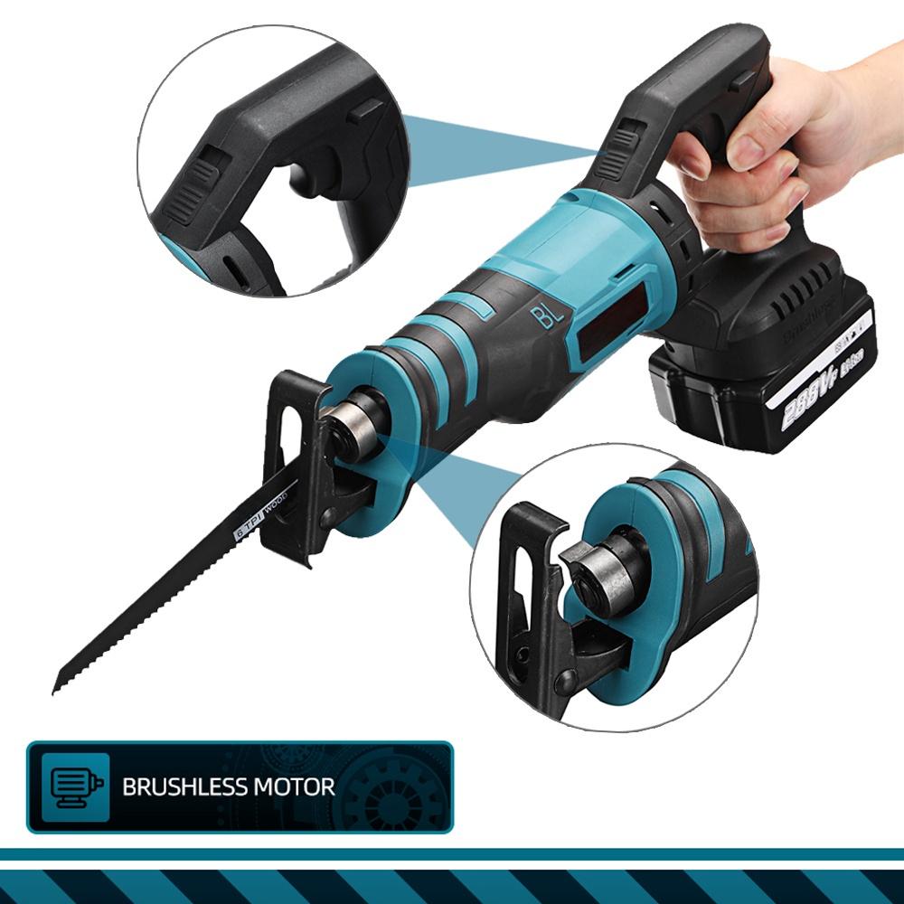 2400W Brushless Electric Reciprocating Saw Adjustable 3 Orientations Modes Cutting Saw Portable Cordless Handheld Power Tool