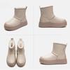 Johnature Versatile Snow Boots Plush Warm Flat Platform Short Boots Genuine Leather Women's Shoes