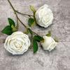65cm 3 Heads Artificial Rose Flower Bouquet Realistic Silk Flowers Home Party Wedding Table Decor Autumn Floral Decoration