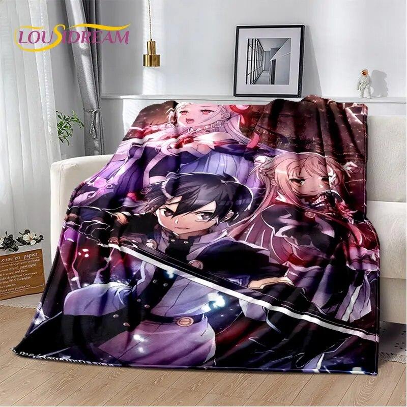 Sword Art Online SAO Anime Cartoon Soft Plush Blanket,Flannel Blanket Throw Blanket for Living Room Bedroom Bed Sofa Picnic Kids
