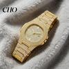 Eye-catching Wristwatch Quartz Watch with Full Diamond Bezel And Dial High Accuracy Sparkling Trendy Hip-Hop Style for Daily Party Fashion Statement