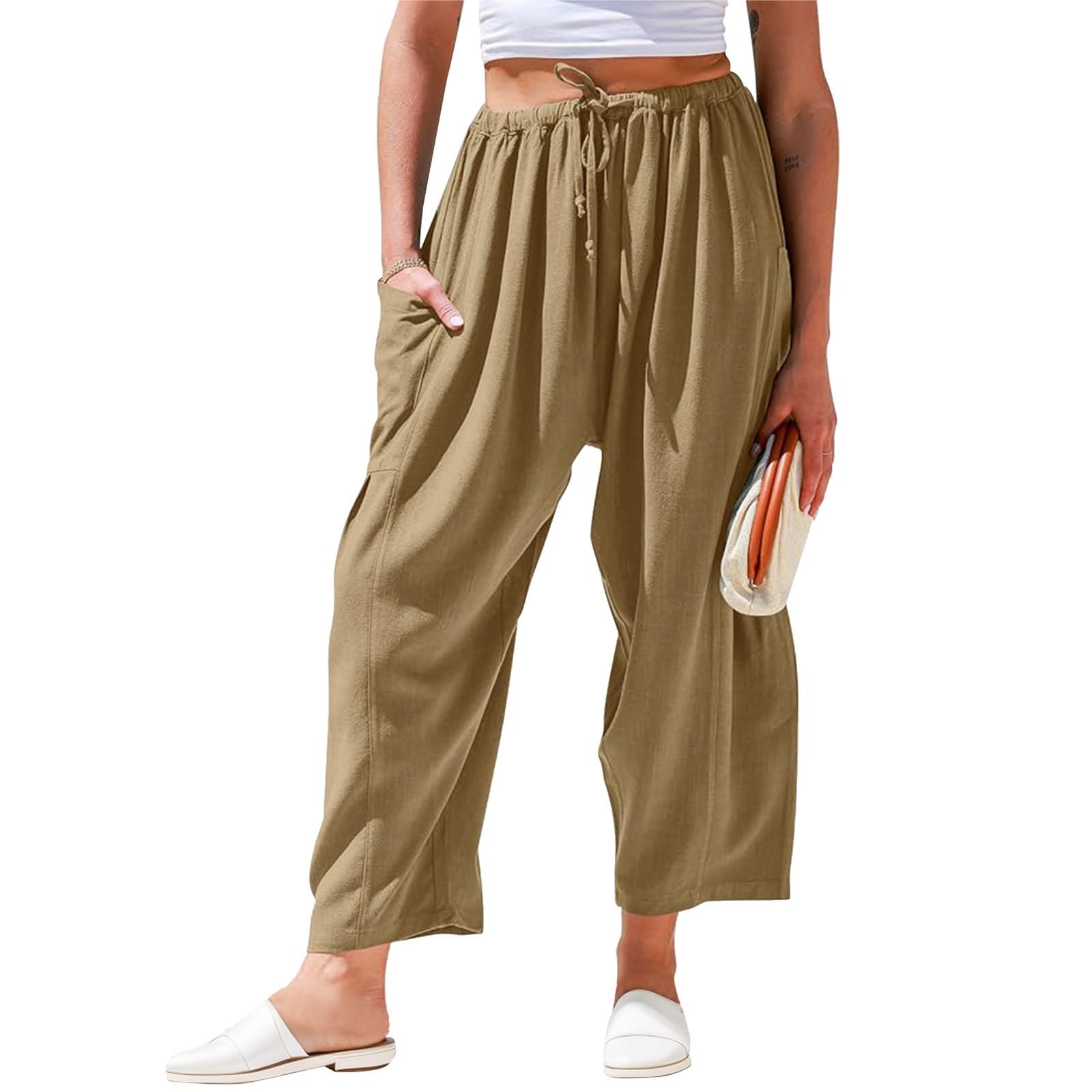 

Women s Casual Comfortable Summer Haren Wide Leg Pants With Pockets XXL