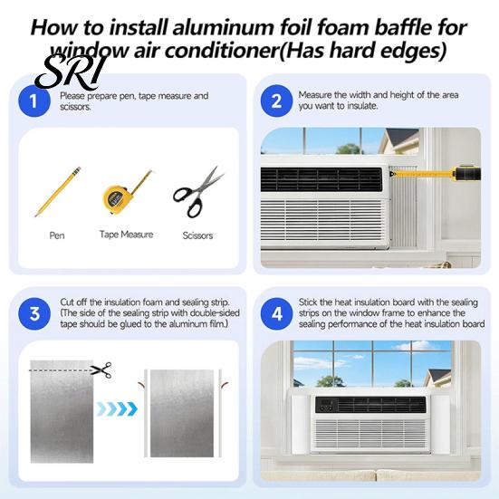 Waterproof AC Insulation Panel 1 Set Window Kit Air Conditioner Foam Seal Panels Blocks Cold Heat Leaks Summer Winter Conditioning Weather Stripping