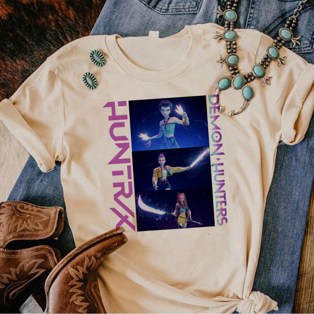 Huntrix Dívčí Kpop Lovci démonů Oboustranné tričko Tričko v anime stylu s Rumi Mira Zoey Dívčí skupina Magická bojovnice Fanouškovská trička