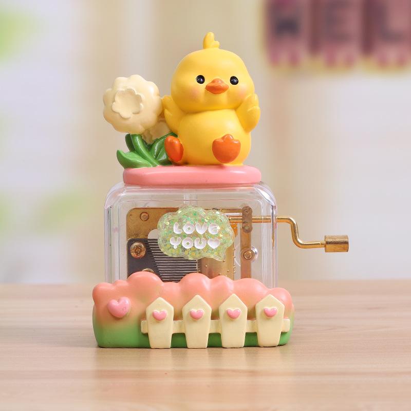 Creative Cute Girl Hand Crank Series Musical Box - Cute Girl Decorative Figure for Music Birthday Gift - Eight-Note Box