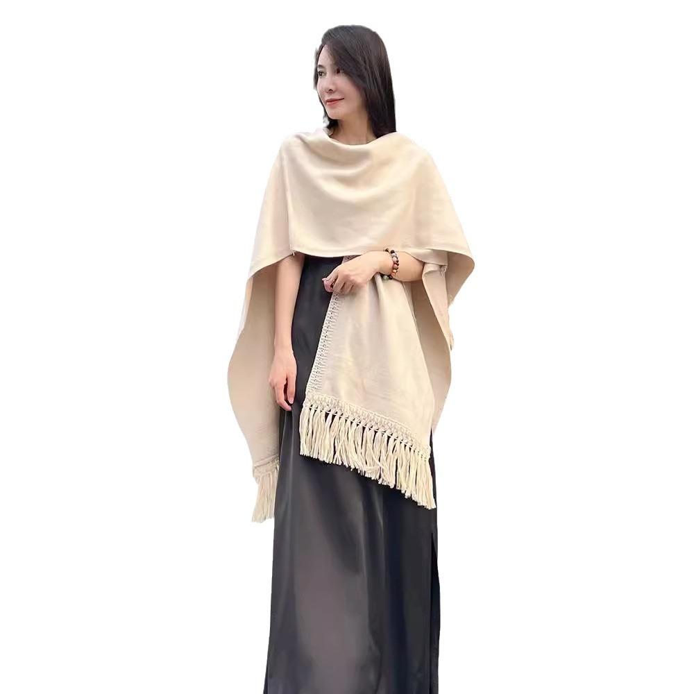 Cardigan Sweater Women'S Knitted Scarf Cape Style Outer With Winter Fringed Shawl Cape Jacket High-End