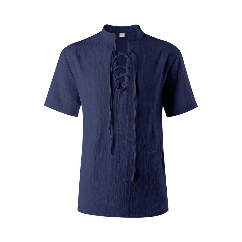 Men's Short Sleeve Cotton Linen Shirt for Casual Everyday Wear