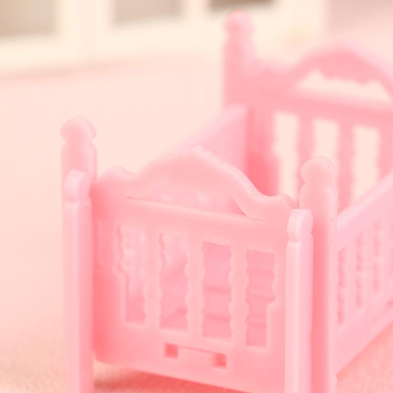 Dollhouse Miniature Cradle Crib Bedding Set Baby Doll Furniture Toys For Dolls Furniture Decorate