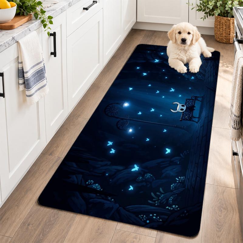 Flanell Küchenmatte Hollow Knight Weicher Teppich Rutschfester Bodenbelag Heimdekoration