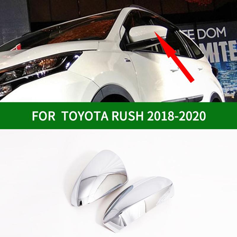 For ALL-NEW Toyota RUSH 2018- car Rearview mirror cover trim, black carbon fibre / chrome Side  Turn Signal Mirror Covers