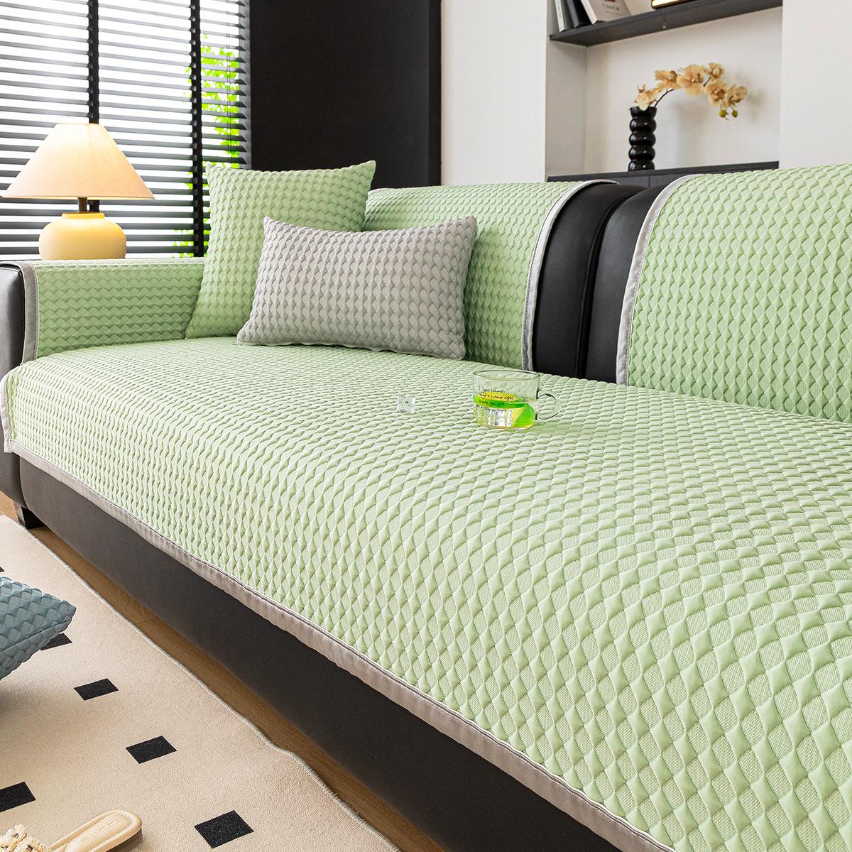 

Cool Bean Plaid Sofa Cushion Ice Silk Premium Feel Summer Cooler Can Sleep Naked Soft Comfortable Cooling Sofa Towel 70x70cm зелёный