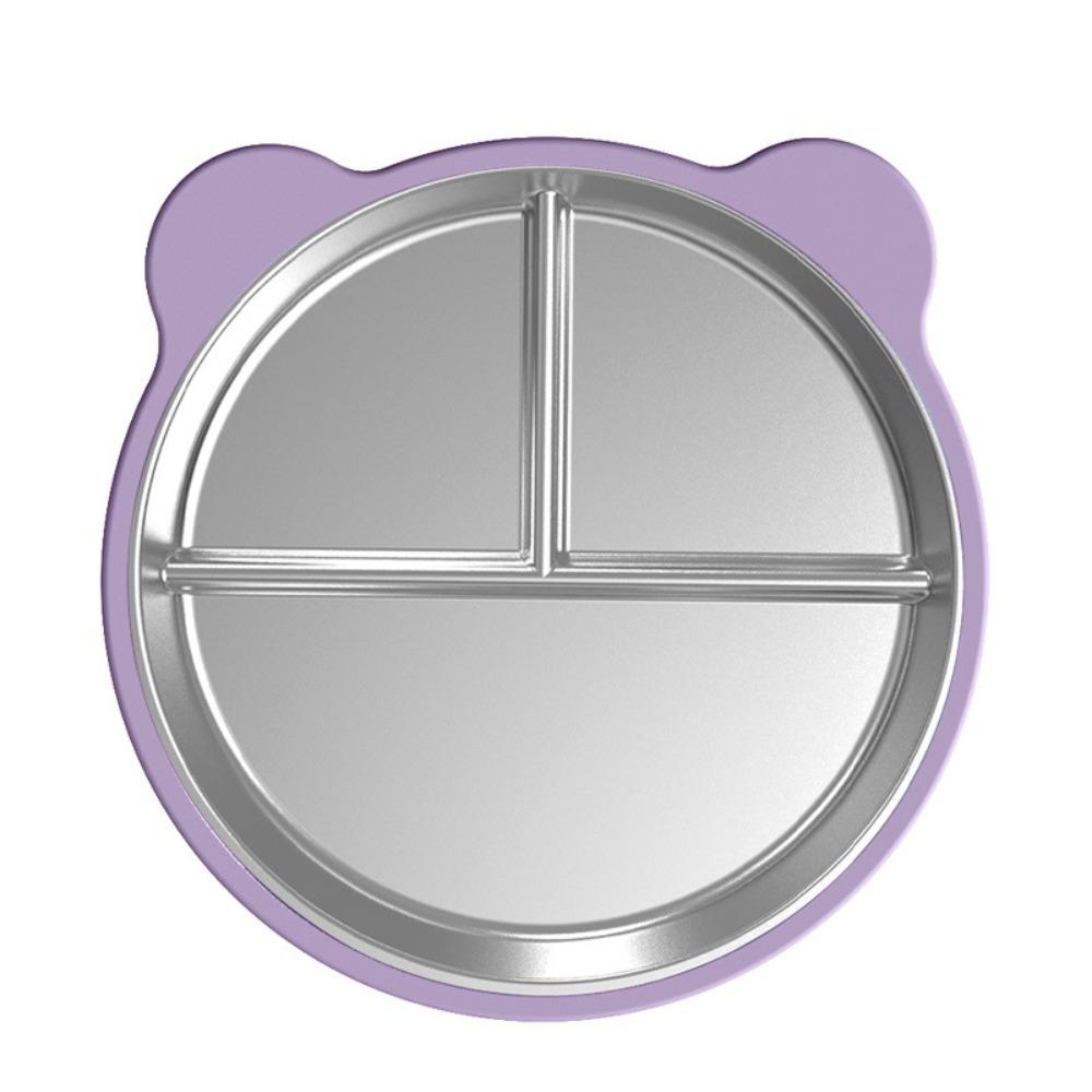 Premium Stainless Steel Cute Toddler Divided Plates Non Slip Removable Sleeves Snack Dishes Unbreakable BPA-Free Plate Home