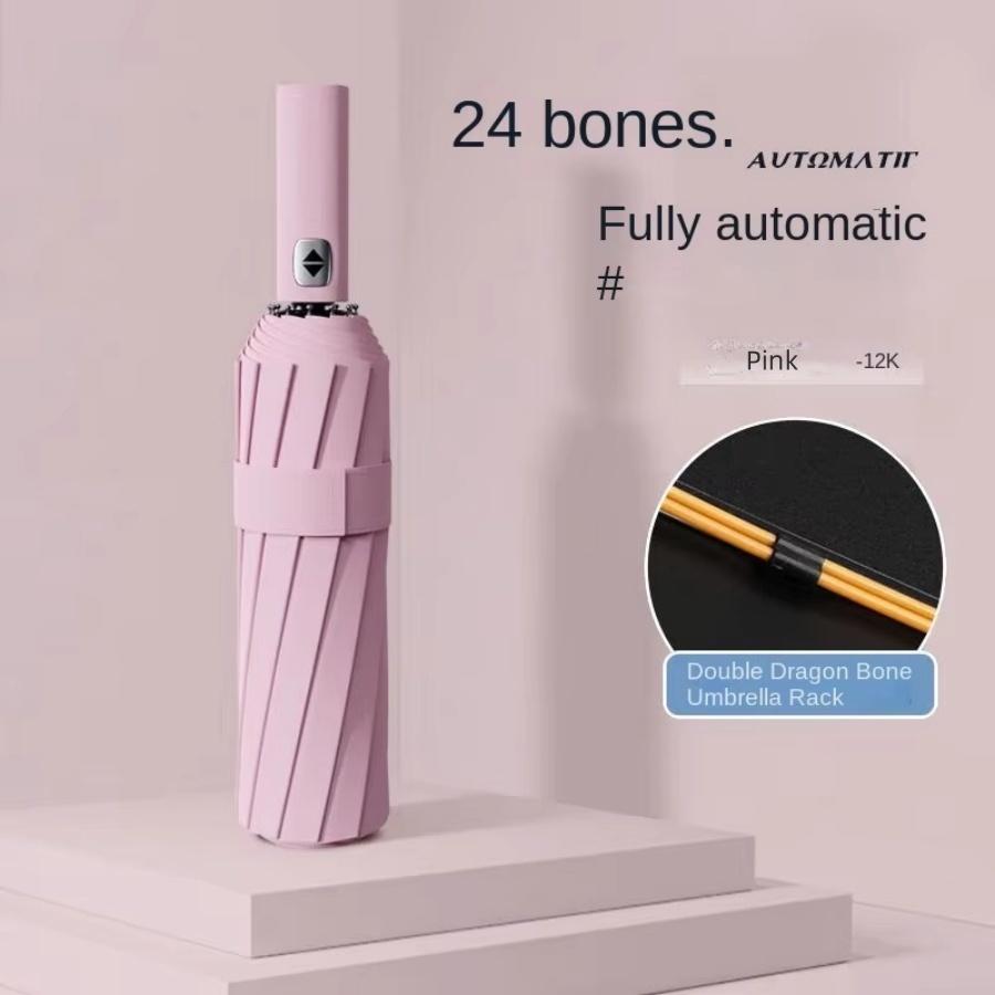 24 Bones Super Windproof Umbrella All Weather Umbrellas Large Size Fully Automatic Umbrella UV Protection Sunshade Travel