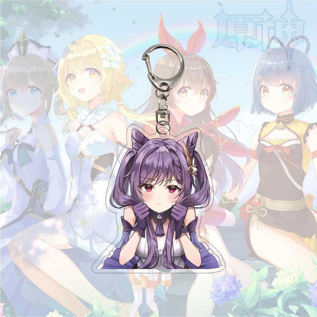 Cartoon Anime Genshin Impact Keychain Acrylic Double Sided Transparent Key Chain Ring Keyring Accessories Jewelry For Fans Gifts