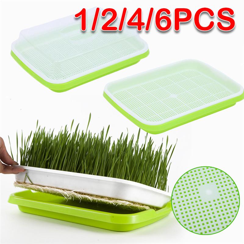 

1/2/4/6 компл. лоток для проращивания семян, двухслойный гидропонный детский тарелка, горшок для проращивания, плантатор, садовый домашний пластиковый инструмент