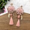 Bohemian crystal dream catcher net element feather earrings women's retro exaggerated temperament long fringed vacation earrings