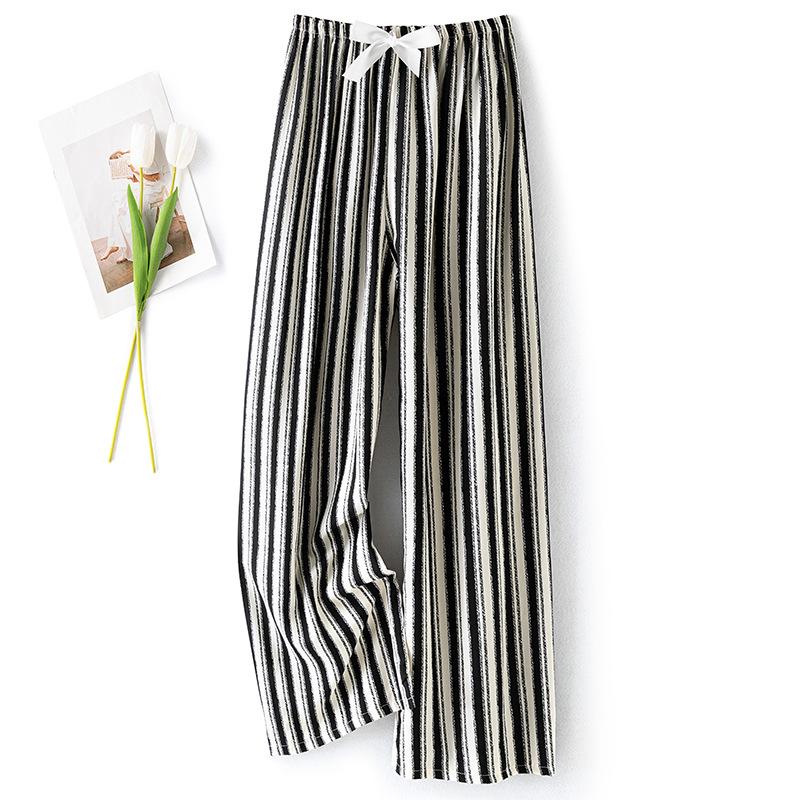 

Пижамные брюки из хлопкового шелка, женские летние тонкие антимоскитные широкие брюки, однотонные, для отдыха на открытом воздухе, для дома, с принтом, пляжные брюки Nine-minute One Size